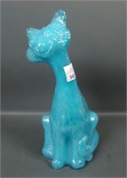 Fenton Blue Opaque Iridised Alley Cat