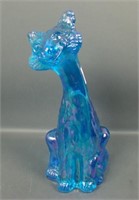 Fenton Sapphire Blue Iridised Alley Cat