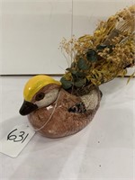 Porcelain Duck w/ Artificial Greenery