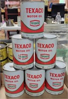 6 TEXACO MOTOR OIL CANS