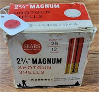 BOX OF SEARS 2 3/4" MAGNUM SHOTGUN SHELLS