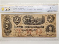 $2 Bank of Commerce Savannah GA 1861