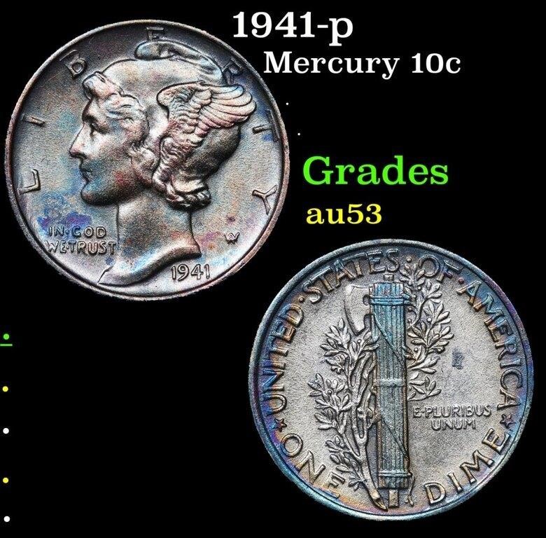 1941-p Mercury Dime 10c Grades Select AU