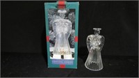 GLASS ANGEL CANDLE HOLDER W/BOX, 7" TALL