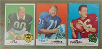 3 1969 TOPPS FOOTBALL - JIM OTTO, LEN DAWSON &