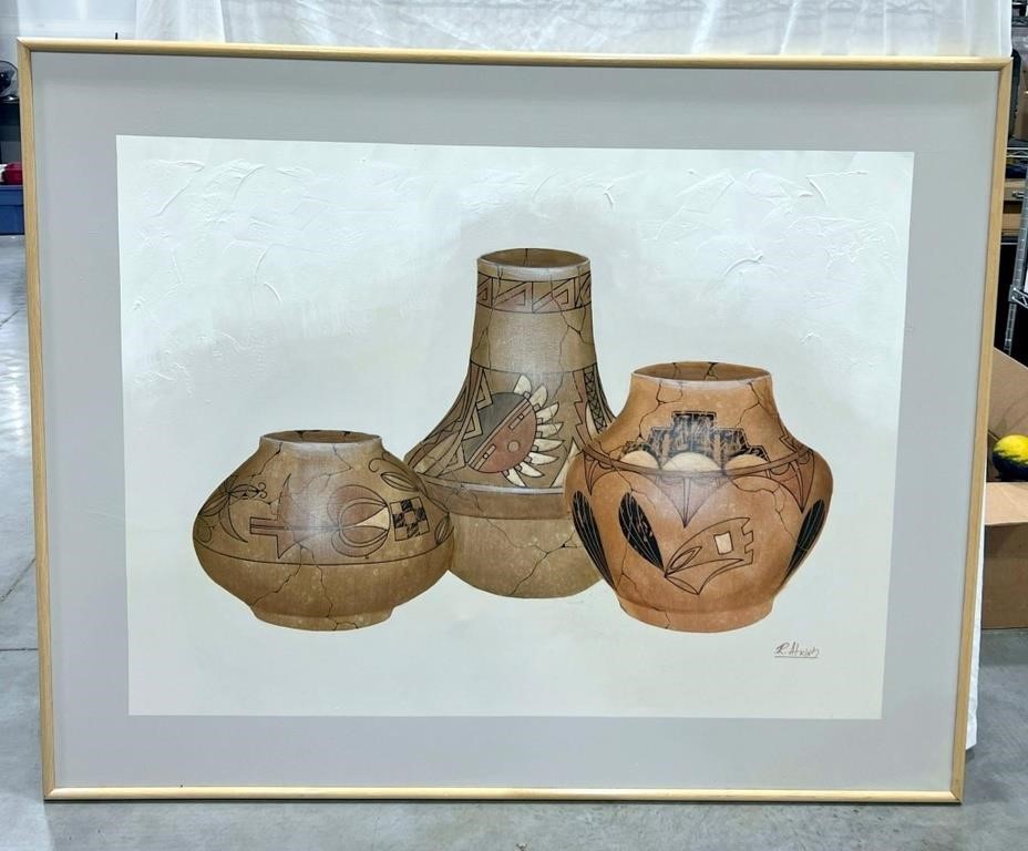 Lg George Atkins Original Oil SW Pottery Canvas