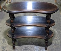(L) Three Tier Curved Side Table. 28x12x25