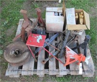 Pallet including jack stands, oil, tractor top