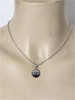 Black & Clear Rhinestones on Sterling Silver Pende