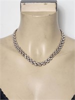 Chain Link Necklace Sterling Silver 17in