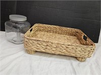 17 x 5" h Basket with Legs & Storage Jar w Lid