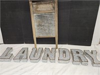 Galvanized LAUNDRY Sign & Wash Board