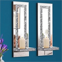 Crystal Crush Diamond Mirrored Candle Sconces