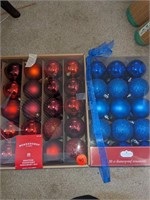 Blue & Red Shatterproof Christmas Ornament Sets