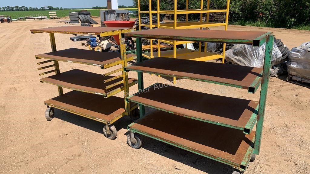 (2) Metal Shelving Carts on Casters