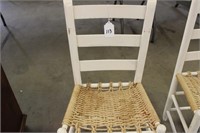 4 Wooden Ladder Back Wicker Chairs (Nice)