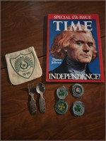 Girl scout badges, Time magazine, VTG mini MICKEY