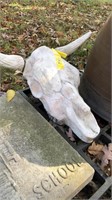 Concrete bull skull, 18" long