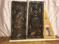 Pair of African wood pictures