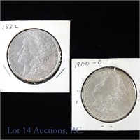 1882 & 1900-O Silver Morgan Dollars (2)