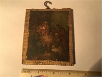 Antique Lithograph Icon on Wood
