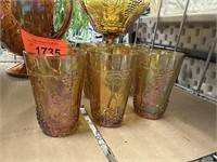 LOT OF 6 CARNIVAL GLASS DRINKING GLASSES