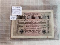 1-9-1923 Germany 50 Million Mark VF
