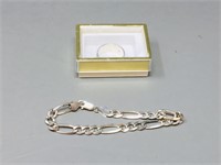 man's sterling ring(12) w/ open link bracelet