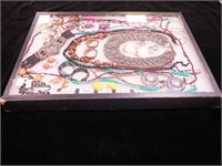Large tray of mostly beaded costume jewelry