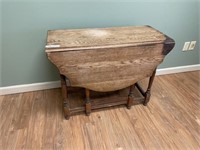 Oak Drop-Leaf Table with 1-Drawer
