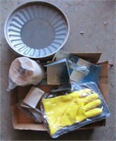 Garage items including rubber gloves, carbide