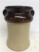Brown and white crock  vase