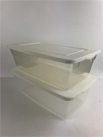 (2) Small Rubbermaid Plastic Storage Totes