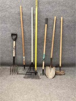 Lot of Seven Long Handle Garden Tools