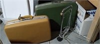 2 Vintage Airway Suitcases, Airport Cart, & L
