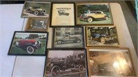 (9) Photos Of Antique Cars In Frames
