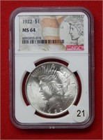 1922 Peace Silver Dollar NGC MS64