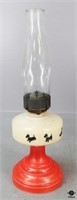 White Flame Painted Glass Oil Lamp