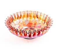 Antique Dugan ‘Grape Delight’ Carnival Glass Bowl