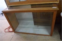 Glass front oak store display with glass shelves