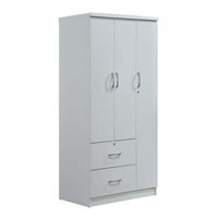 Hodedah 3-Dr Armoire  2-Drw  3-Shlf  White