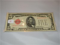 1928-B $5.00 US Note Red Seal