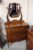 Oak Dresser w/Mirror Cottage Style: