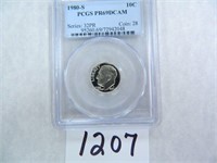 1980-S Roosevelt Dime PCGS Graded PR69 DC