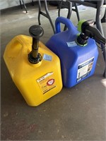 2 GAS CANS - 5 GALLON EACH (BLUE ONE HAS FUEL)
