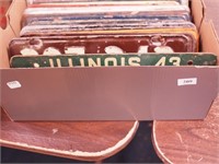 Box of 30 Illinois license plates, 1940s and '50s