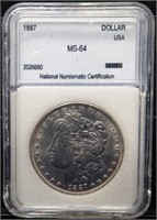 1887 NNC MS64 Morgan Silver Dollar