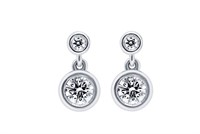 14K WHITE GOLD 0.72CT DIAMOND BEZEL DROP EARRINGS