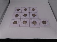 (10) asst Buffalo Nickels sleeved coins