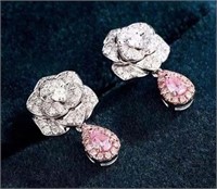 18K Gold Natural Pink Diamond Earrings